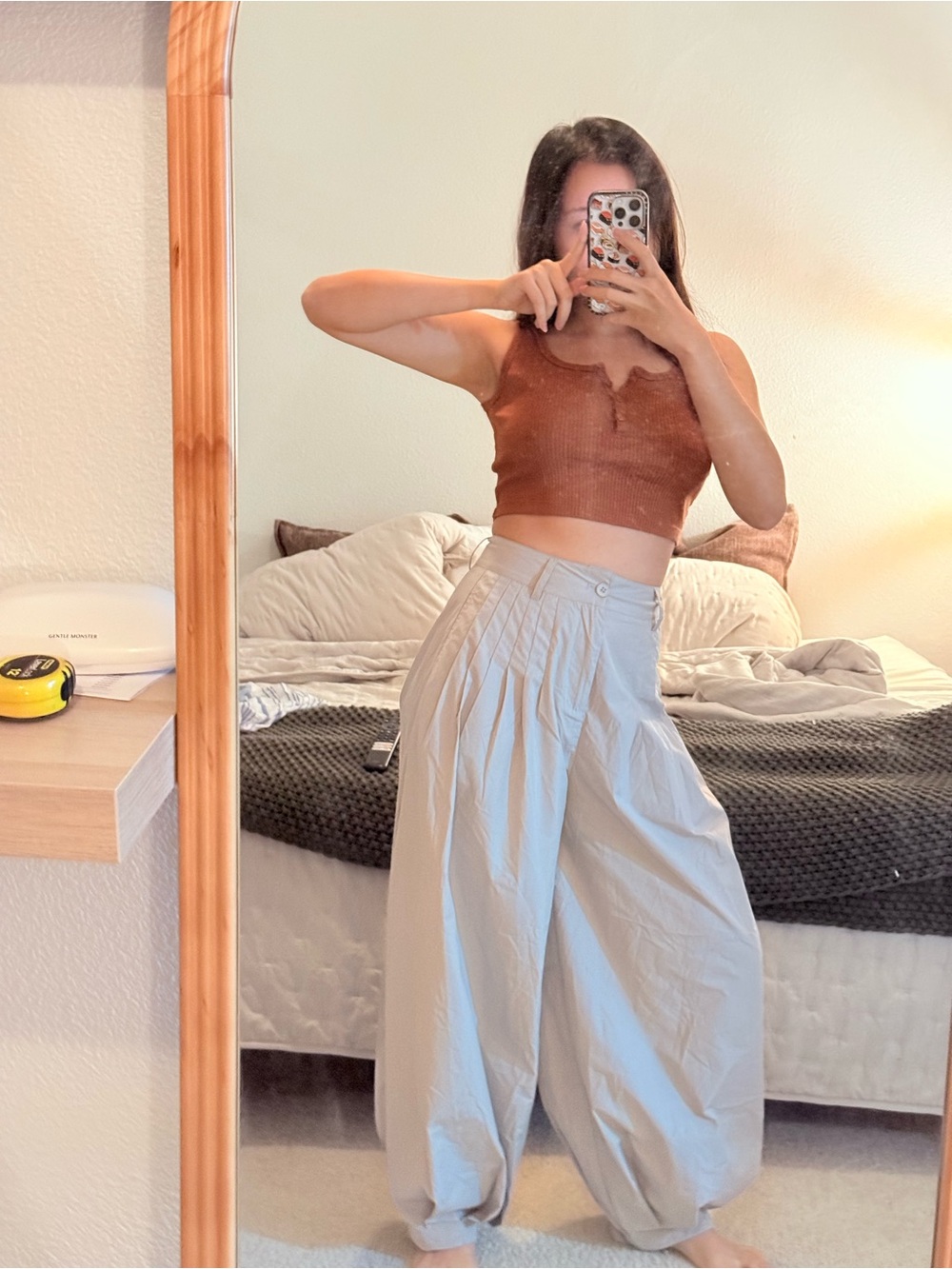 Baloon High-Waist Pleated Wide-Leg Pants - Cream
